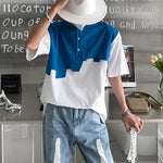 Patchwork Shoulder Pads Short Sleeve T-Shirt