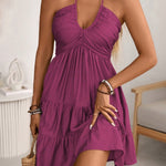 Arabella Monroe | Halter V-Neck Ruffle Mini Dress For Women