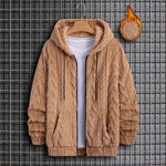 KZZ Men's Solid Drop Shoulder Drawstring Zip Up Hooded Jacket