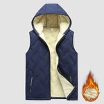 KZZ black hooded fleece vest,  fleece lining for warm practicality, zipper pockets convenient