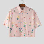 KZZ Men's Short-Sleeve Casual Floral Shirt