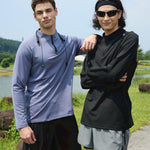 KZZ Men's Solid Half Zip Thumb Hole Design Sports Tee