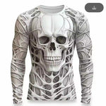 KZZ Men's Halloween 3D Skull Print Long-Sleeve T-Shirt