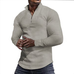 KZZ Men's Regular Fit Plain Half Zip Up Sweatshirt