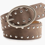 Oval buckle millennial style fashion rivet belt
