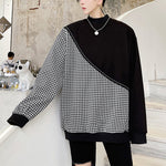 Plaid Stitching Irregular Sweatshirt