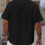 KZZ Plus Size Solid Color Short-Sleeve Button-Up Shirt