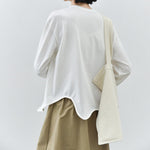 Women's Wavy Hem Casual Round Neck Shirt