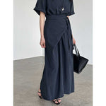 Cross-strap Short-sleeved Fitted Waist Dress