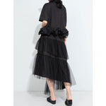 Women's Asymmetric Hem Elastic Waist Puffy Tulle Skirt