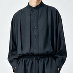 Japanese Lyocell Draped Loose Stand Collar Shirt Pants Two-piece Set
