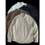 Heavyweight Japanese-style Henley Collar Long-sleeved Shirt
