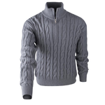 KZZ Men's solid color zipper sweater, fashionable knit long sleeved