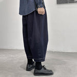 Topstitched Wide-Leg Harem Jeans