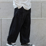 Loose Drawstring Corduroy Trousers