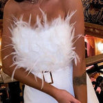 Feather Sexy Off Shoulder Sleeveless Slim Jumpsuit
