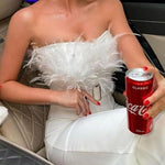 Feather Sexy Off Shoulder Sleeveless Slim Jumpsuit