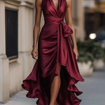 The Spark | Satin Dress with Draped Waist