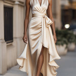 The Spark | Satin Dress with Draped Waist