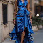The Spark | Satin Dress with Draped Waist