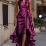 The Spark | Satin Dress with Draped Waist