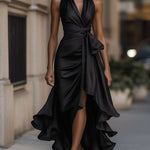 The Spark | Satin Dress with Draped Waist