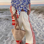 Unique Casual Print Loose Oversized Shirt Wide-Leg Pants Set