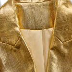 High-End Fashionable Loose Gold Pleated Suit Jacket