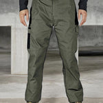 KZZ Men's Solid Print Pocket Zipper Waterproof Tactical Work Pants