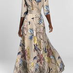 Elegant Mid Sleeve Maxi Dress