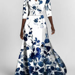 Elegant Mid Sleeve Maxi Dress