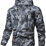 KZZ Camouflage Print Zip-Up Hooded Jacket