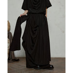 Double-layer Irregular Pleated Retro Skirt Pants