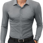KZZ Men's Super Stretch Dress Shirt, Quick-Drying, Breathable and Wrinkle-Resistant