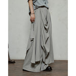 Double-layer Irregular Pleated Retro Skirt Pants
