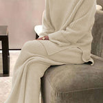 Long-sleeved solid color knitted casual sweater two-piece