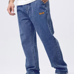 KZZ Men's Regular Fit Patched Drawstring Waist Jeans