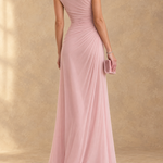 Cynthia Cowl Neck Draped Mesh Maxi Dress
