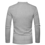 KZZ Men's Regular Fit Patchwork Print Half Button Thermal Lined Henry Collar Shirt