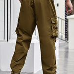 KZZ Men's Regular Fit Solid Flap Zipper Pocket Cargo Pants