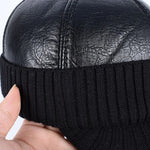 Arvik Leather-Knit Winter Cap