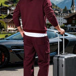 KZZ Men's Winter Heavyweight Fleece Hoodie Set