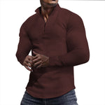 KZZ Men's Regular Fit Plain Half Zip Up Sweatshirt