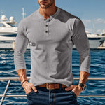 KZZ Men's Cotton Waffle-Knit Thermal  Shirt Long Sleeve Breathable Fashion Casual Pullover