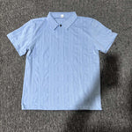 KZZ Retro loose textured knit polo shirt for men