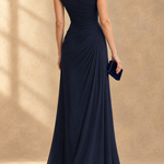 Cynthia Cowl Neck Draped Mesh Maxi Dress