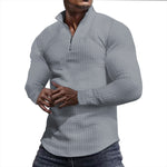 KZZ Men's Regular Fit Plain Half Zip Up Sweatshirt