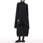 High-neck Batwing Sleeve Trench Coat Elastic Waist Skirt