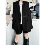 Women's Large Pocket Dropped Shoulder Sleeveless Blazer Vest