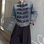 Mandarin Collar Button Detail Denim Jacket